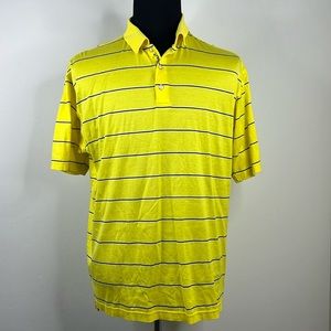 BOBBY JONES Yellow Navy Stripe Golf Polo Shirt XL
